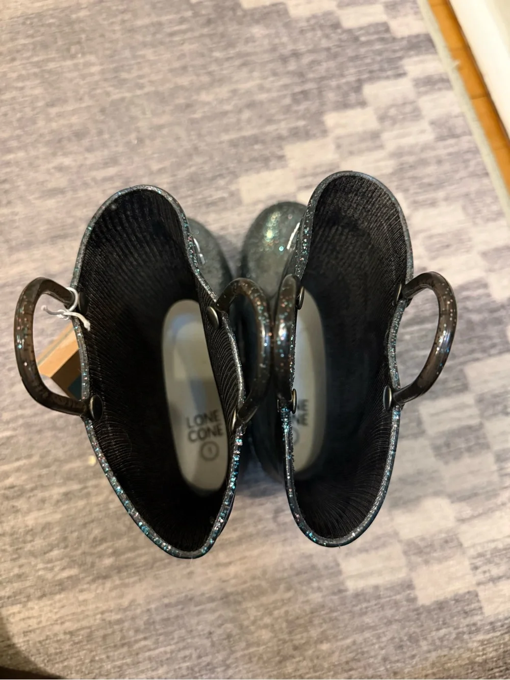 LONECONE- Shiny Girls Rain Boot,Waterproof, easy pull handles, non-slip outsoles